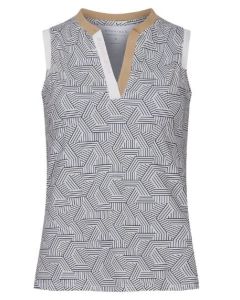 Abby Sleeveless Top, Hexagon Beige